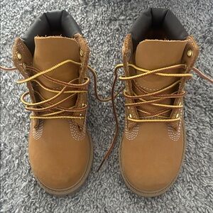 Timberland Kids Brown Boots with Yellow Accent Laces